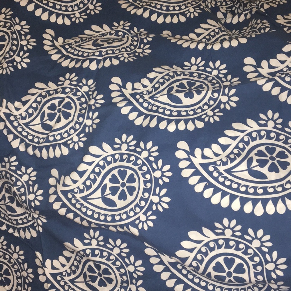 blue and white paisley duvet cover and pillow sham